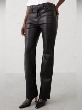 Banana Republic Black Mid-Rise Bootcut Faux Cuir Pants